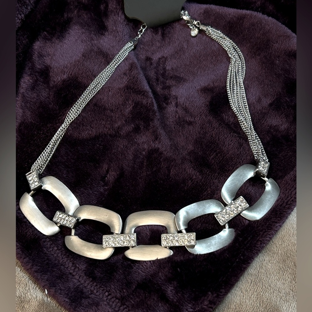 silver necklace with pave stones. NWOT